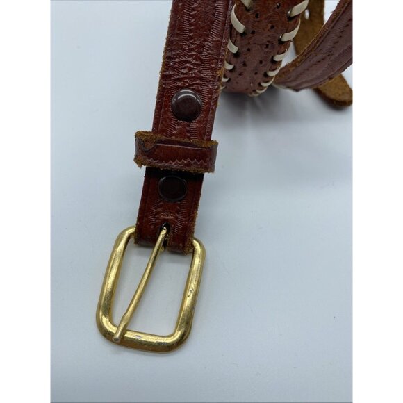 Unbranded Brown Genuine Leather Belt Women's Size 30 Medium Narrow Width - Picture 4 of 12